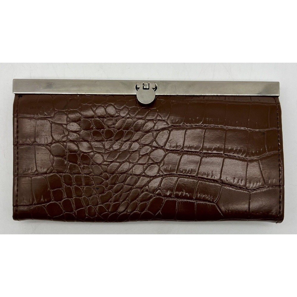 Vintage Women's Wallet Faux Leather Quad-Fold Brown‎
